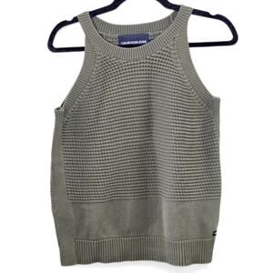 Calvin Klein Jeans Knit Tank Top Minimalist Soft Olive Cotton M
